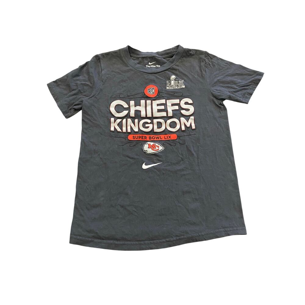 Nike Kansas City Chiefs Kingdom Super‎ Bowl LIX T Shirt Boys Medium Gray